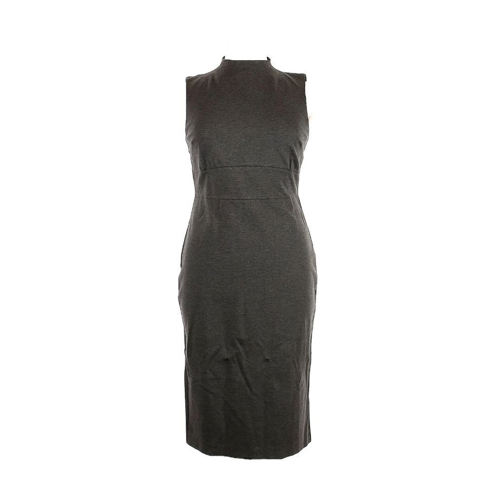 NWT J.Crew 365 Mock Neck Sheath in Heather Coal Gray Stretch Ponte Dress 14